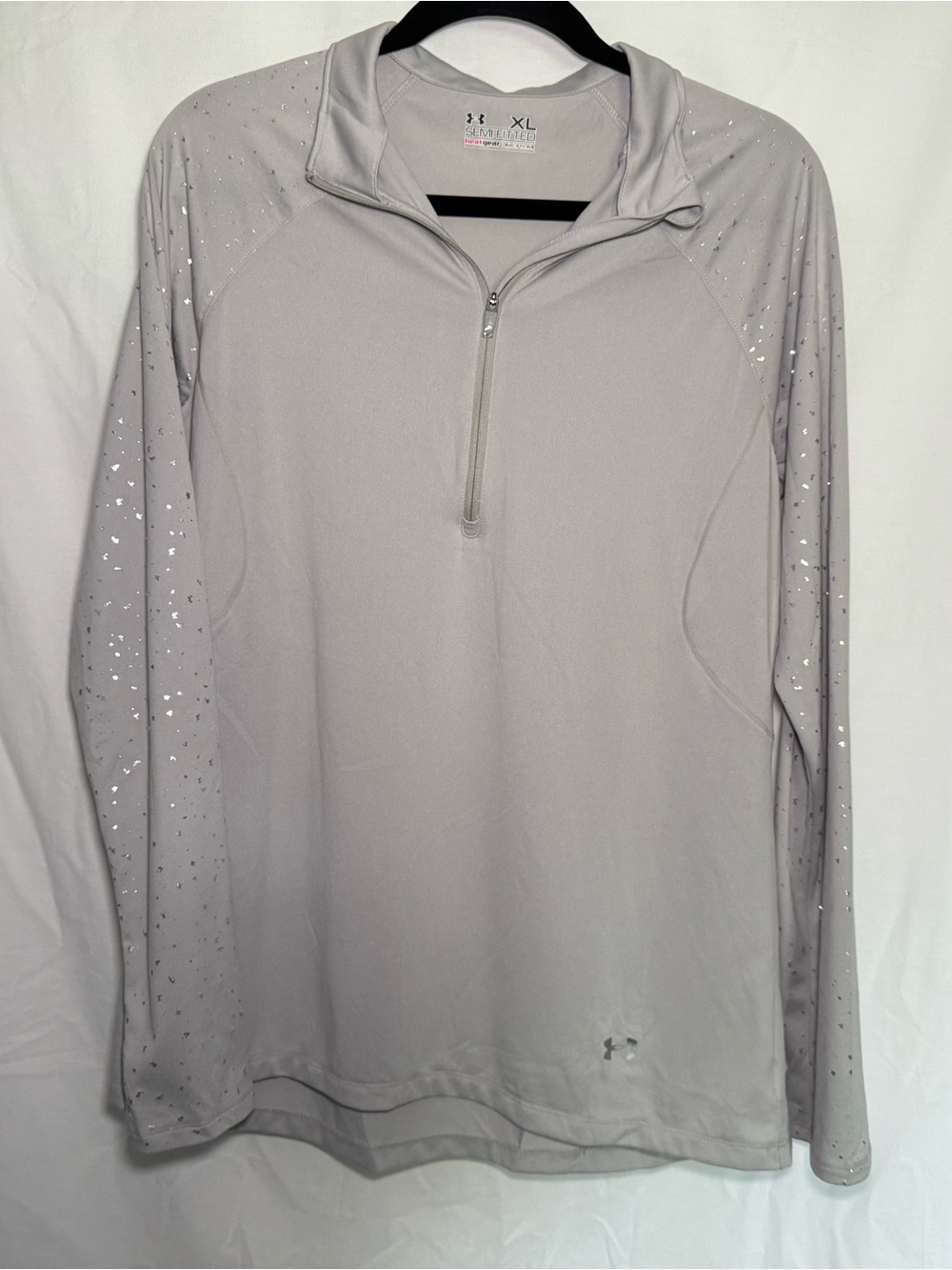 Under Armour HeatGear 1/4 Zip Pullover Gray Metallic Foil Speckle XL